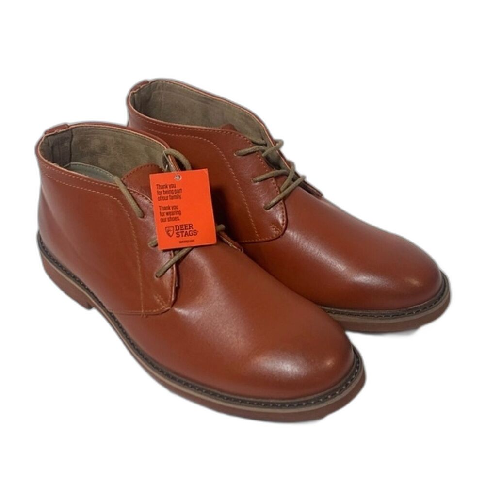 Deer Stags Boys Shoes 8M Brown/Tan Ballard Tie Dress Shoe Chukka Boot